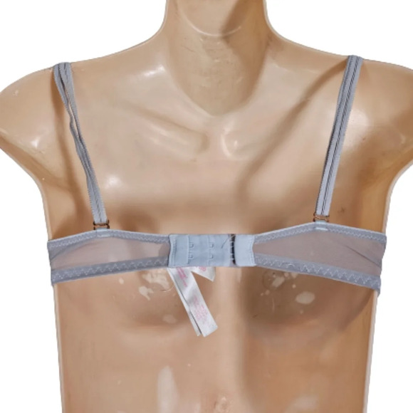 Pink Victoria's Secret Gray Floral Print Date Push Up Bra Size Women's 34C - Picture 2 of 7